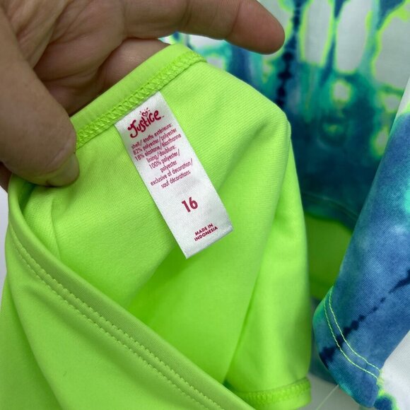 Justice swimsuit bathing suit girls size 16 two piece green blue - Picture 8 of 8